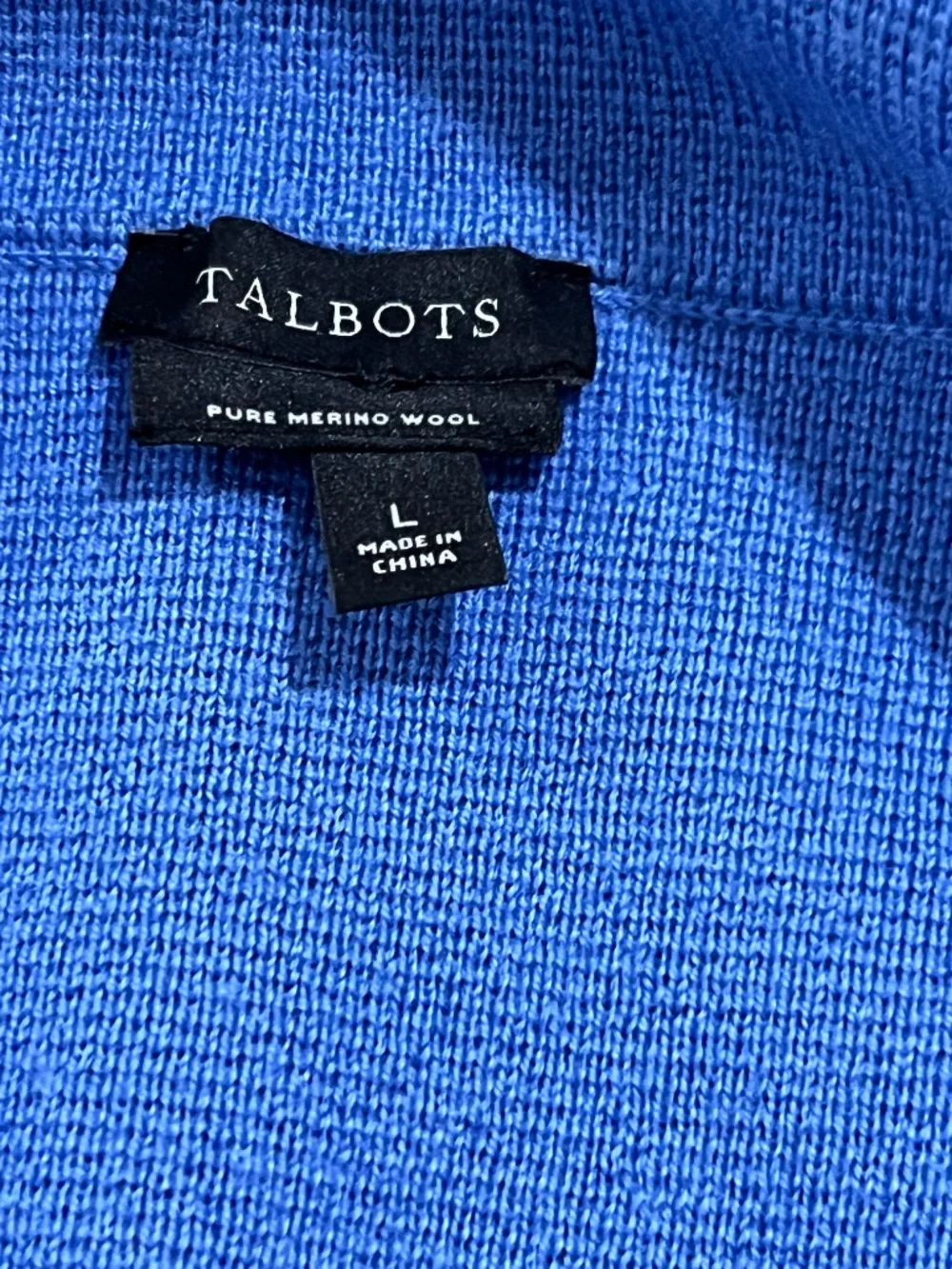 Pure Merino Wool Talbots Sweater Blazer Jacket Blue Size Large Button Front - Picture 6 of 16